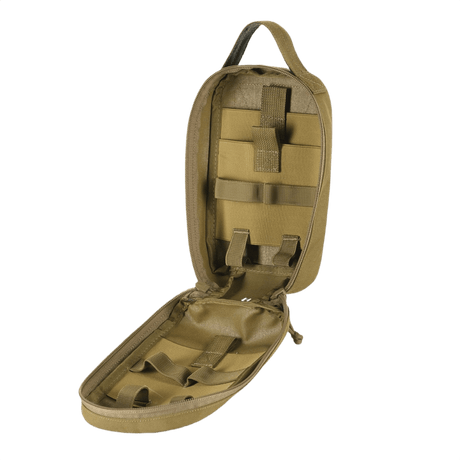 M-Tac Medical Pouch Rip Off i åben position, viser det indre design med robuste lynlåse og MOLLE Velcro-paneler til sikker opbevaring.