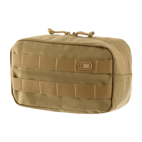 M-Tac Horisontal Utility-väska i slitstarkt Cordura 1000D med MOLLE-fäste och blixtlås, idealisk för friluftsliv och medicinutrustning.