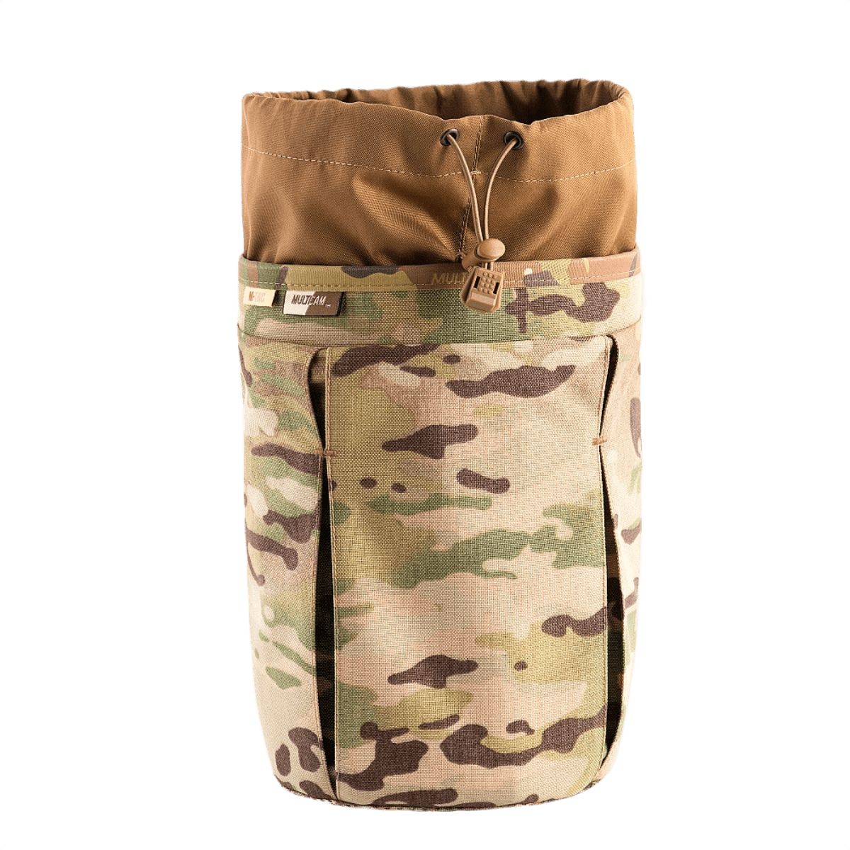 M-Tac Mag Drop Pouch Elite i camouflagemønster med MOLLE-fastgørelser til hurtig magasinudskiftning og sikker opbevaring af udstyr.