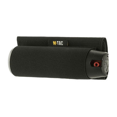 M-Tac Pepperspray-holder Gen.II i svart elastisk design för lätt och snabb åtkomst till självförsvarsspray.
