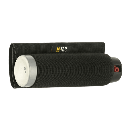 M-Tac Pepperspray-holder Gen.II i svart med elastisk ögla, designad för snabb åtkomst och säker bärning av standard pepperspray.