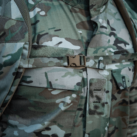Detaljerad bild av M-Tac Gun Backpack Case 125 cm Gen.II Elite med camouflagemönster, visar kraftig Cordura-konstruktion