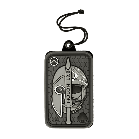 M-Tac Badge Holder – ID-kort och patch med taktisk design och MOLON LABE-motiv, plastbas och Velcro för ID och patch, metallöga för upphängning.