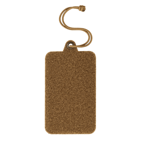 M-Tac Badge Holder – ID-kort och patch med Velcro och metallöga, brun färg, paracord för upphängning, 105 x 65 mm, praktisk för daglig användning.