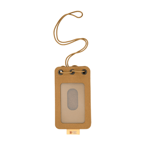 M-Tac taktisk ID-korthållare med snöre med transparent fönster och snöre, tillverkad av robust Cordura-material, lämplig för militärt bruk.