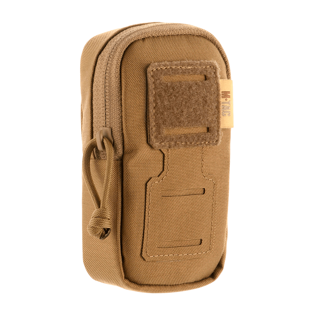 M-Tac PC Utility Pouch Elite i 500D Cordura med MOLLE-interface, 13x6x3 cm, brun med Velcro-panel til patches, dræn i bunden.