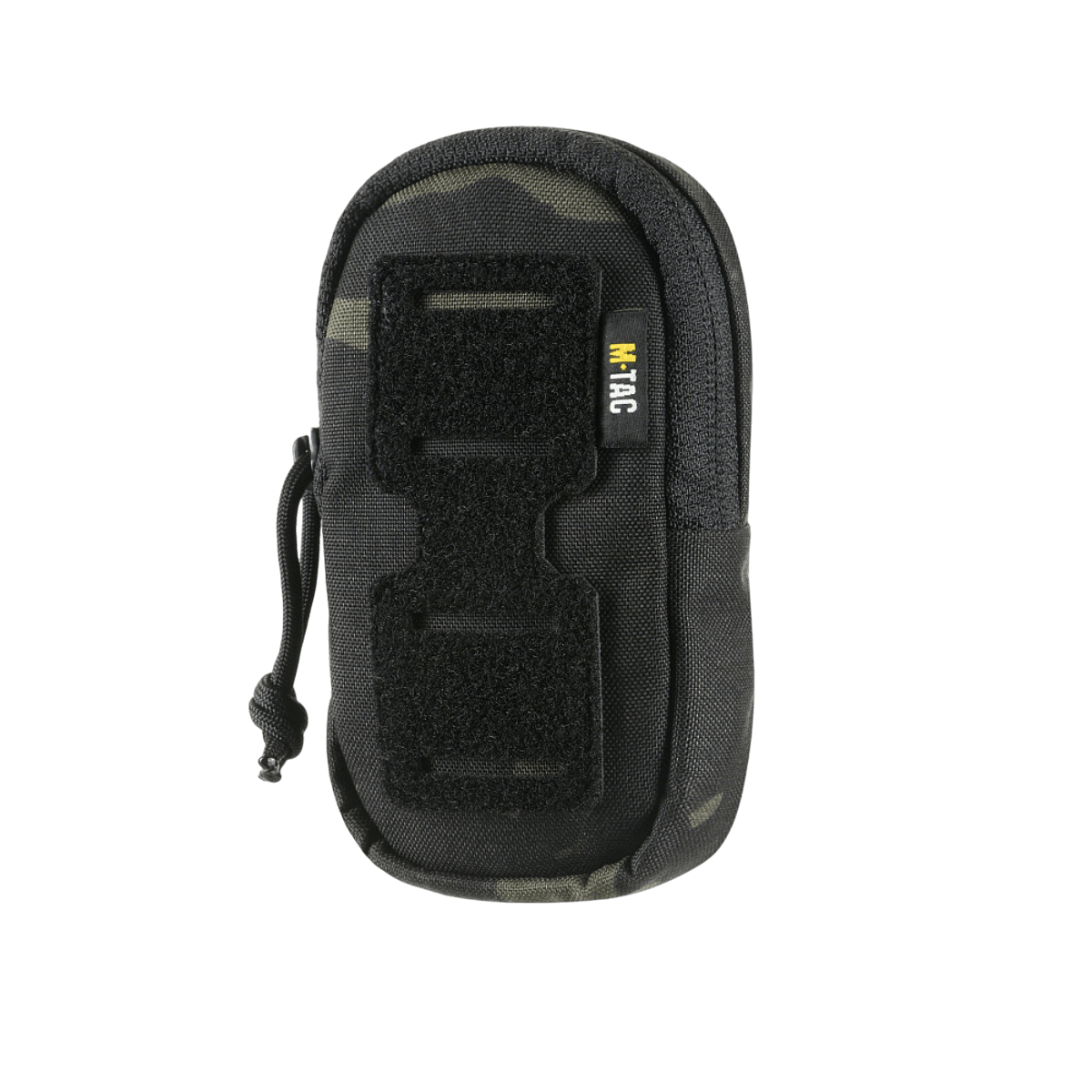 M-Tac Utility Shoulder Pouch Elite Gen.II i Cordura 500D Multicam Black med Velcro-panel til patches, set forfra.