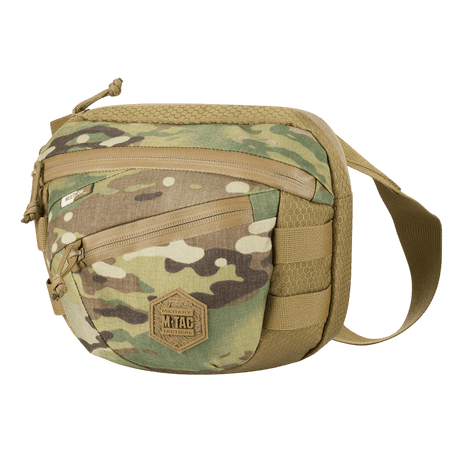 M-Tac Sphaera Hex Hardsling Taske Gen.II Elite i kamouflagedesign med justerbar axelrem och flera dragkedjefack.
