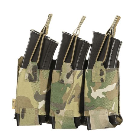 M‑Tac Elastisk Triple Magazine Pouch Elite för tre AK/AR-magasin med MOLLE Laser Cut och elastik för säker förvaring och snabb åtkomst.