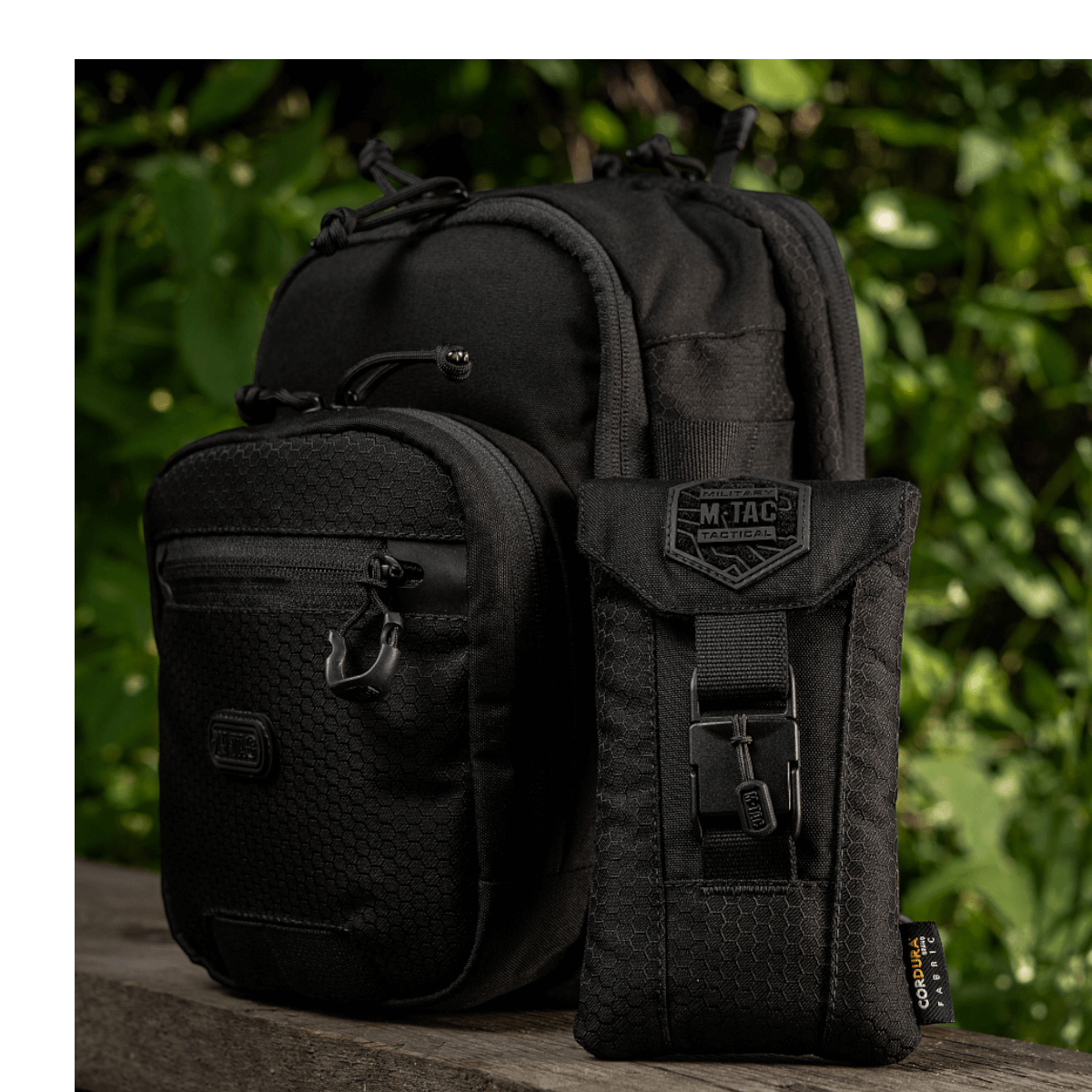 M-Tac Smartphone Lomme Elite Large Hex - sort taske i slidstærk CORDURA HEX materiale med WJ magnetisk spænde til 6,5 tommer smartphone.