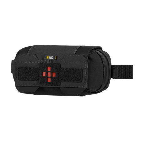 M‑Tac Horizontal Medical Pouch Elite i svart med organizer för IFAK och paracord-loop, tillverkad av Cordura 500D.