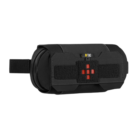 M‑Tac Horizontal Medical Pouch Elite i svart Cordura 500D med YKK AquaGuard-lynlås, lämplig för IFAK-organisation i fältet.