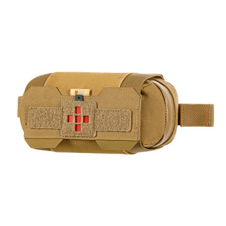 M-Tac Horizontal Medical Pouch Elite, hållbart fältkit för första hjälpen, Cordura 500D, YKK AquaGuard-lynlås, framsida med velcrostängning.