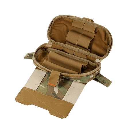 M-Tac Horizontal Medical Pouch Elite förstahjälpskit i Cordura med YKK AquaGuard-dragkedja och organizer för fältbruk.