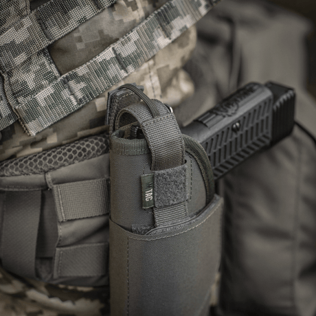 M-Tac universal taktiskt hölster Elite Vänster i laminerad Cordura 500D med NIJ-certifiering och justerbar storlek, galleri position 1.