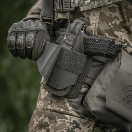 M-Tac universal taktiskt hölster Elite Vänster i laminerad Cordura 500D med justerbar passform och NIJ-certifiering, galleri position 1.