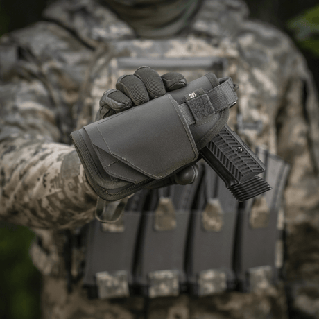 M-Tac universal taktiskt hölster Elite Vänster i laminerad Cordura 500D med justerbar passform och NIJ-certifiering, galleri position 1.