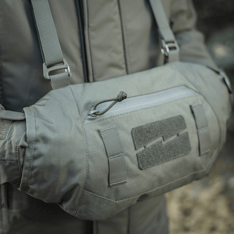 M-Tac Taktisk Handvärmare Elite i grått Cordura 500D-material, idealisk för kallt väder med mjukt Polartec-foder och G-Loft-isolering