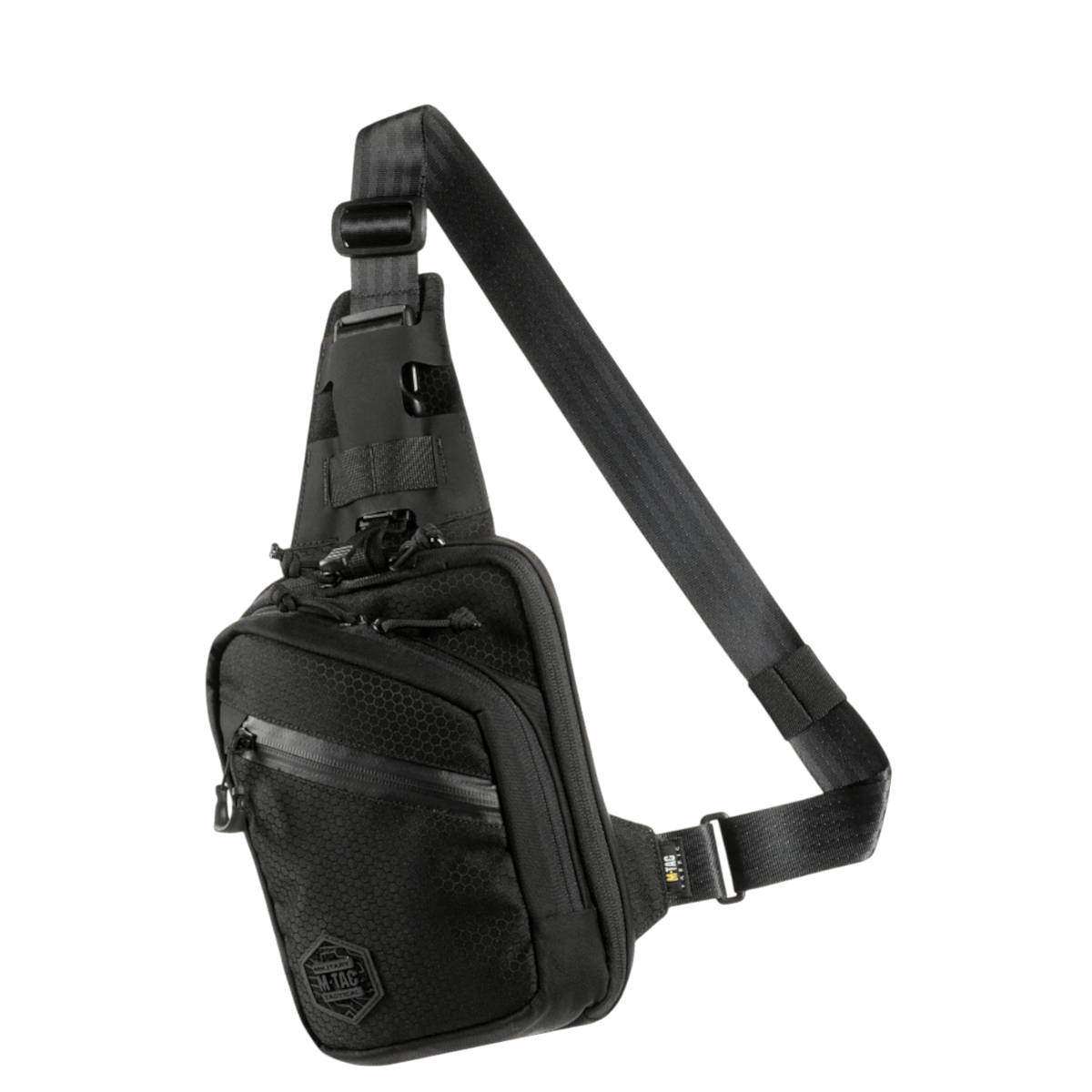 M-Tac Sling Pistoltaske Elite Hex i sort Cordura 1000D med justerbar skulderrem og fire rum, stilfuld og holdbar taske til skjult våben.