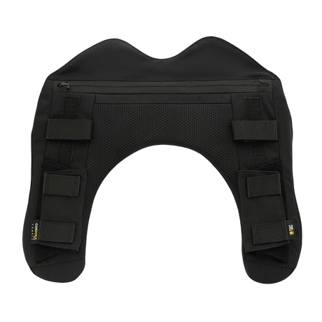 M-Tac axelkudde till Plate Carrier Cuirass QRS i svart Cordura med 3D-meshpaneler för komfort och ventilation.