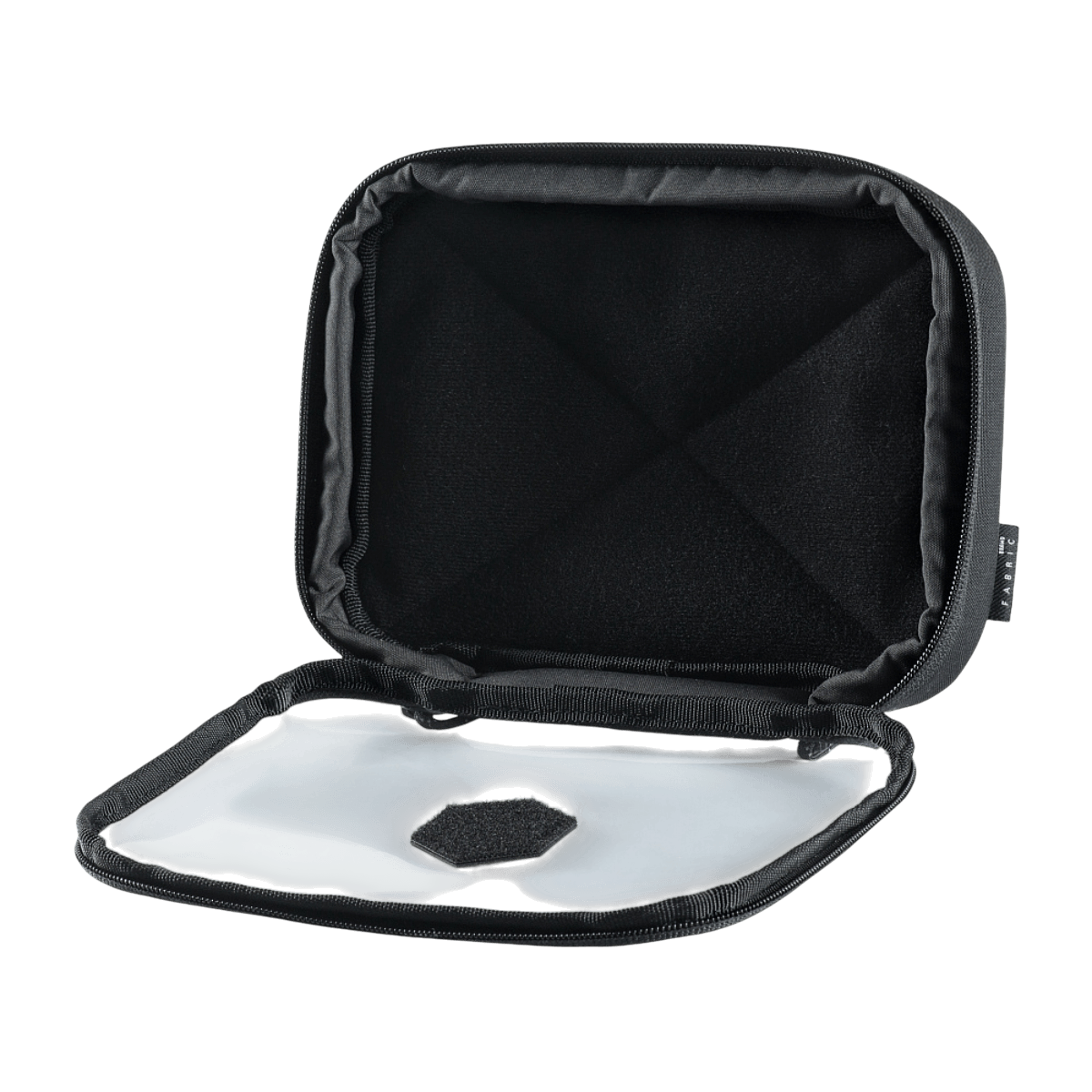 M-Tac Utility Organizer Slim Elite åben visning med transparent PVC-foliefront og Cordura 500D materiale til sikker opbevaring.