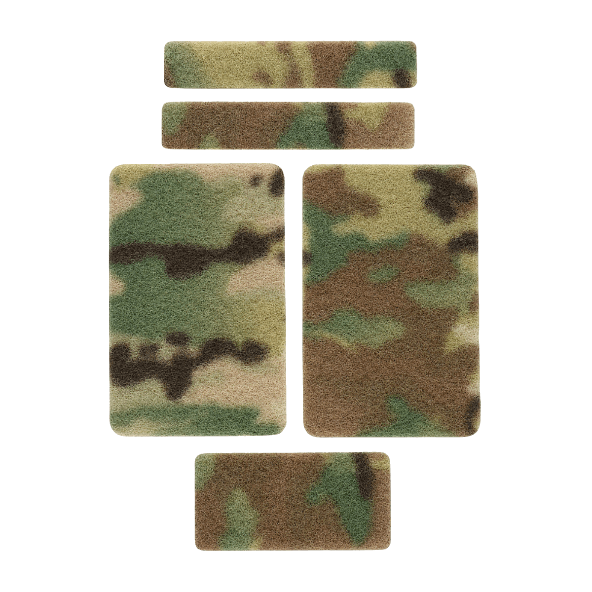 M-Tac Velcro-sæt 5 stk i MULTICAM camouflage til mærker og patches, inkl. forskellige størrelser. Perfekt til militær og udendørs brug.