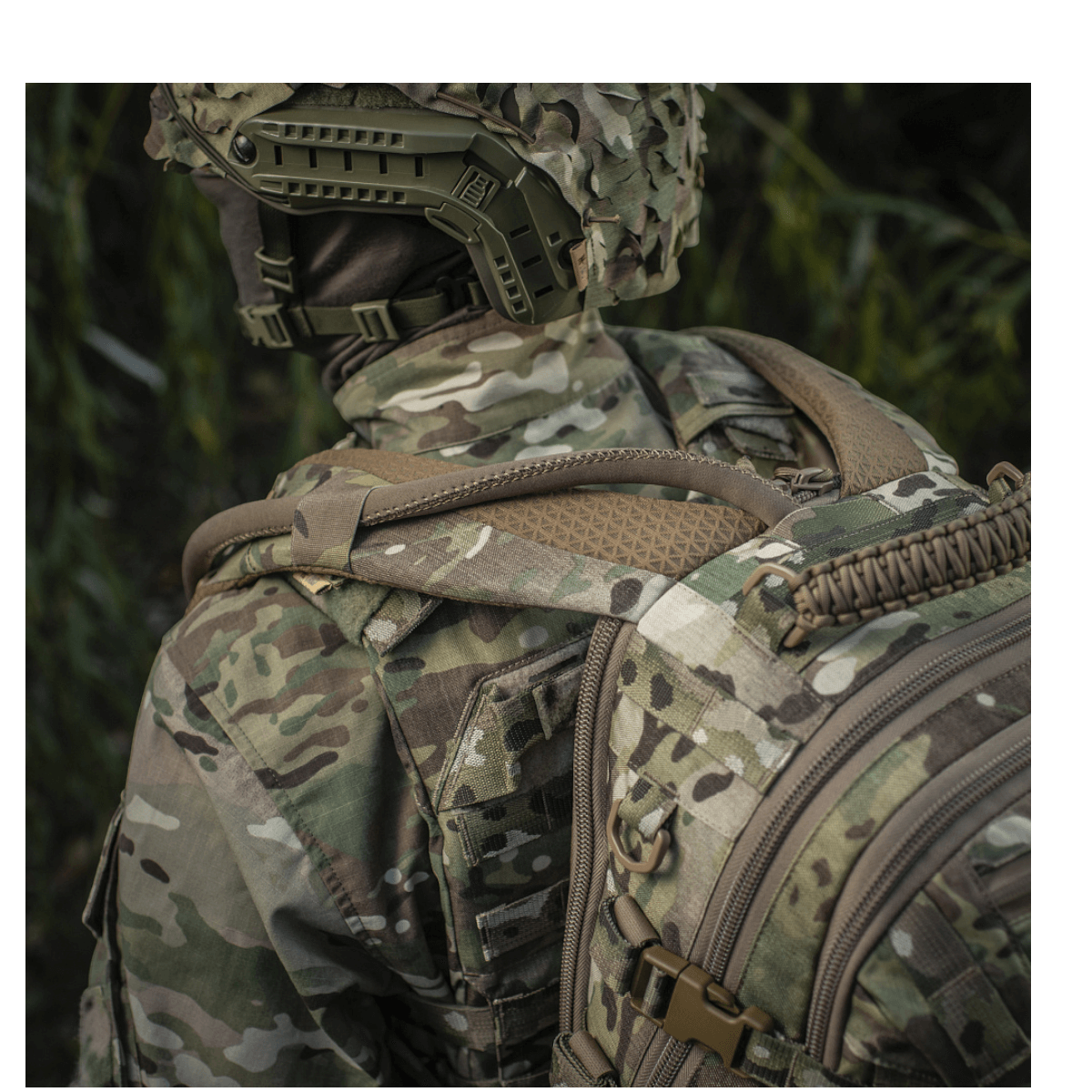 M-Tac Mission Pack Elite i camouflagemønster med slidstærkt Cordura 1000D og MOLLE LASER CUT-system til øget volumen.