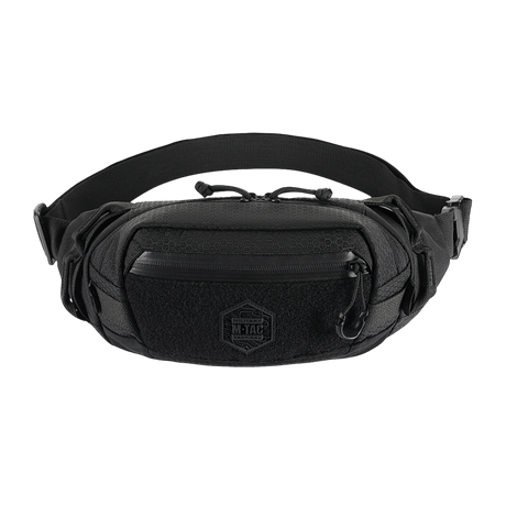 M‑Tac Bältesväska Elite Hex i svart Cordura 500D med YKK-dragkedjor och Woojin-spännen, idealisk för vardag eller taktisk utrustning.