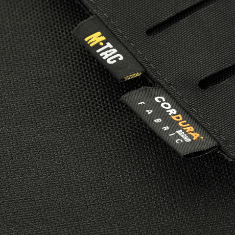 M-Tac frontpanel till Plate Carrier Cuirass QRS XL i slitstarkt Cordura 500D med NIJ-certifiering, galleri position 1, strukturdetalj.