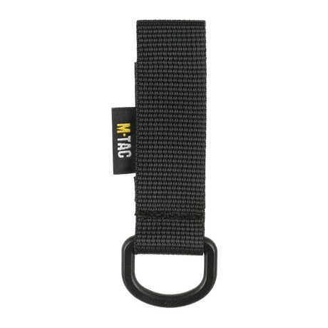 M-Tac fäste med D-ring för MOLLE-system. Svart Velcro-fäste med säker D-ring för ryggsäckar och västar. Taktiskt tillbehör.