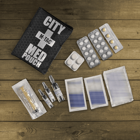 M-Tac City Med Pouch Hex i kompakt ripstopmaterial med hexagonmönster, bärbart första hjälpen-kit, visad i galleri 1