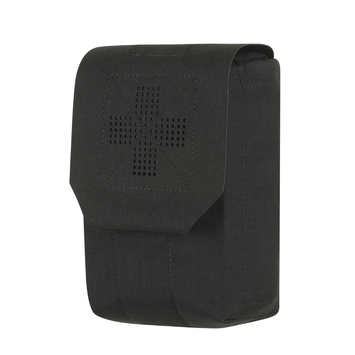 M‑Tac Medic Pouch Vertical Large Elite i sort Cordura med MOLLE-interface og elastiske indvendige vægge til sikker opbevaring af førstehjælpsudstyr.