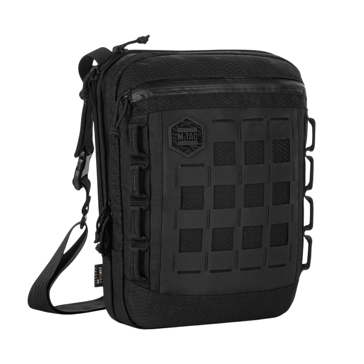 M-Tac Tablet Bag Laser Cut Hex i sort med Cordura materiale, Laser Cut MOLLE-panel og robust hardware til EDC og tabletopbevaring. Kvalitet