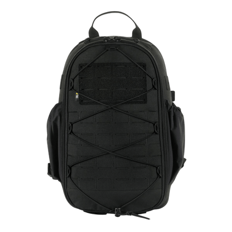 M-Tac STURM Elite Rygsæk, sort taktisk rygsæk med MOLLE Laser Cut frontpanel, 15 liter kapacitet, designet til kortvarige ophold.