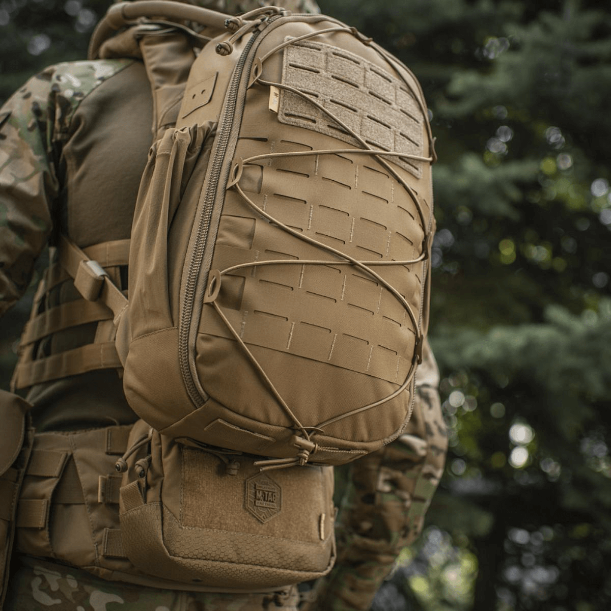 M-Tac STURM Elite Rygsæk i Cordura-materiale med MOLLE Laser Cut design, perfekt til taktisk brug og kortvarige ophold i felten.