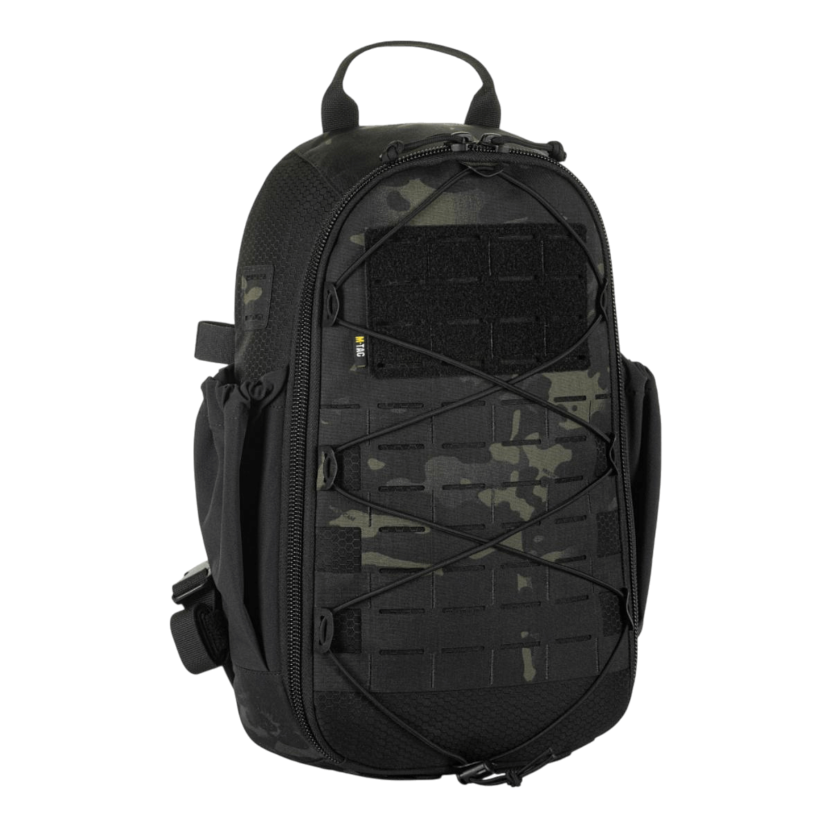 M-Tac STURM Elite Rygsæk - 15 liter taktisk rygsæk med MOLLE Laser Cut frontpanel og elastiske sidelommer, perfekt til feltudstyr.