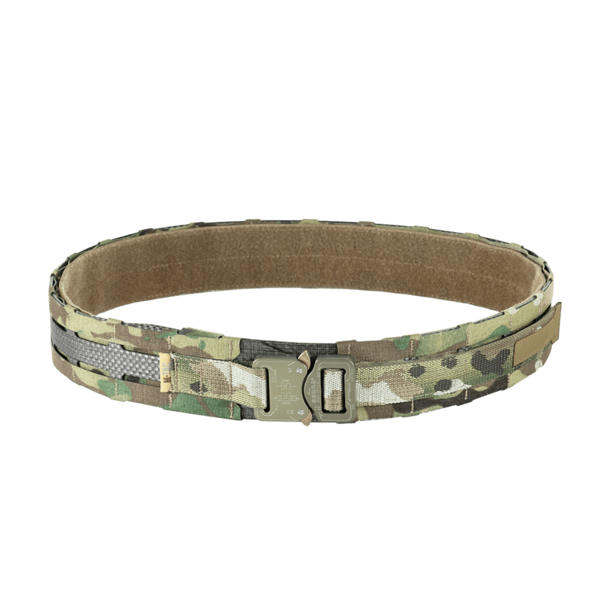 M-Tac Tiger Bælte Cobra Buckle i camouflagemønster, designet til militær og taktisk brug, ideel til MOLLE-kompatibelt udstyr.