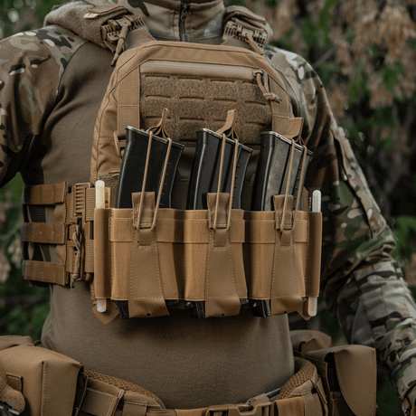 M-Tac Frontpanel til Cuirass QRS Plate Carrier 3 Magasiner i elastisk og slidstærkt materiale med NIJ-certificeret taktisk kropsbeskyttelse, galleri position 1