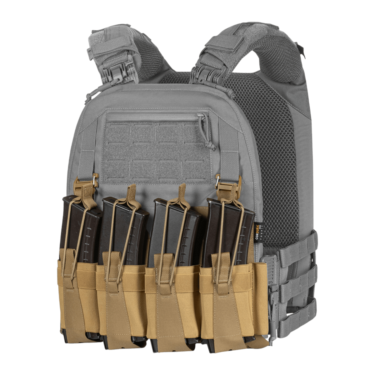 M-Tac Frontpanel til Plate Carrier Cuirass QRS til 4 Magasiner, funktionelt designet til hurtig omladning med slidstærkt Cordura-materiale.