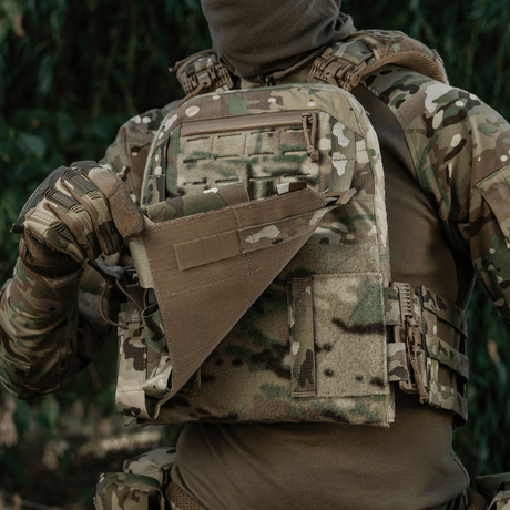 M-Tac frontpanel till Plate Carrier Cuirass QRS för 4 magasin i multicam nylon med elastisk stängning, NIJ-certifiering, galleri position 1.