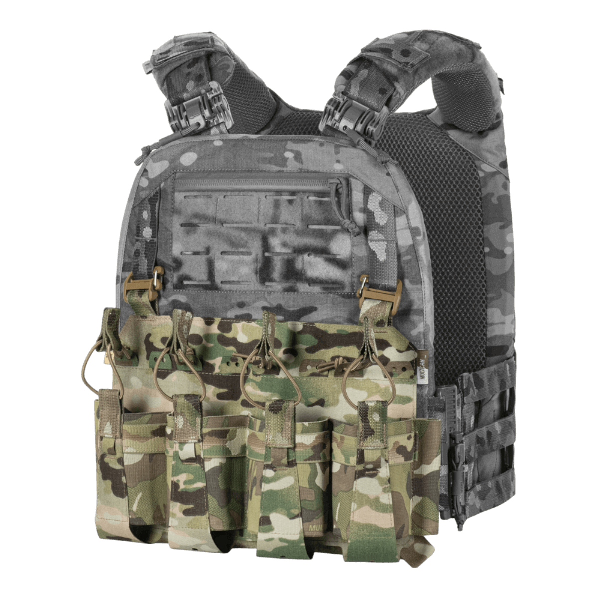 M-Tac Frontpanel til Plate Carrier Cuirass QRS til 4 Magasiner med elastiske og holdbare magasinlommer til AK/AR-serien.