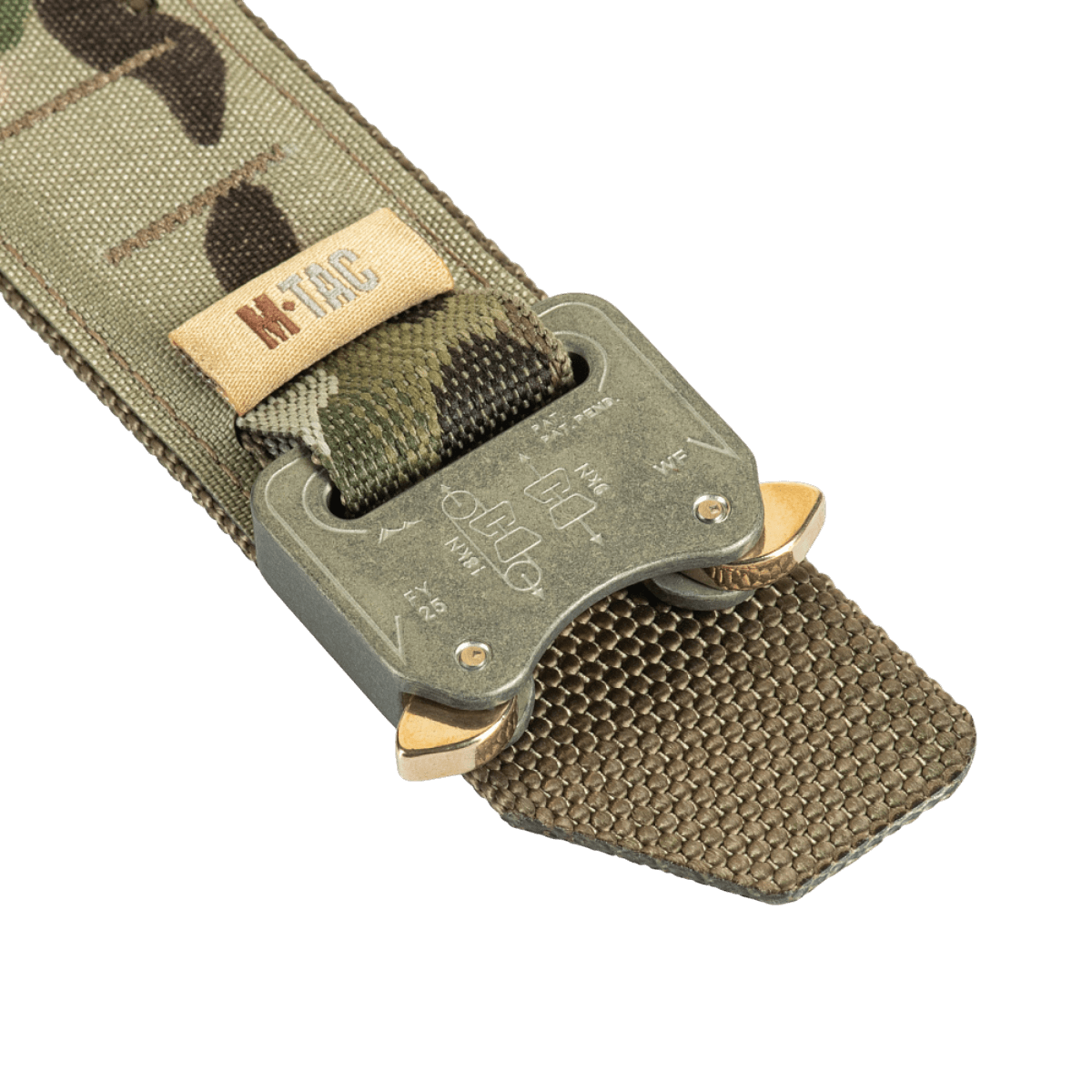 M-Tac Cobra Buckle Taktisk Bælte Laser Cut med AustriAlpin COBRA lås i camouflage design til militær og politi brug.