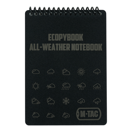M-Tac Ecopybook Tactical – alt-vejr notesbog, vandtæt notesbog med kvadreret linjering og vejr symboler, ideel til udendørs brug.