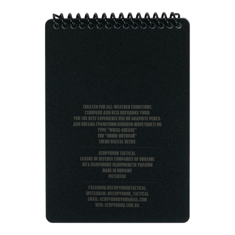 M-Tac Ecopybook Tactical – alt-vejr notesbog med vandtæt sort omslag