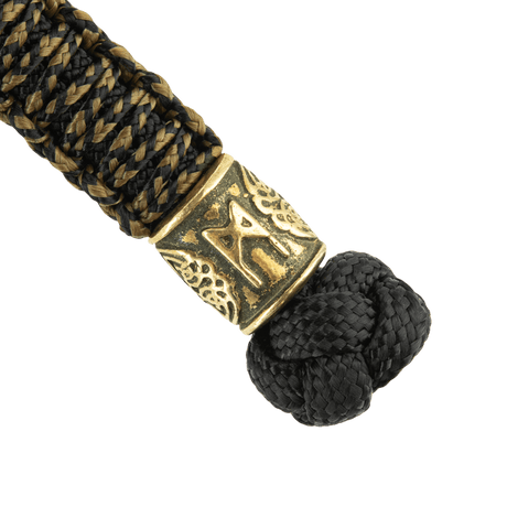 M-Tac Lanyard Scandinavian Mannaz med skandinavisk pärla och svart snodd paracord för knivar och utrustning