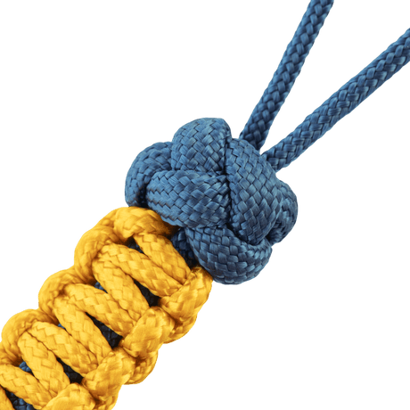 M-Tac Lanyard Scandinavian Small Chinese Knot i blått och gult paracord med dekorativ pärla, tillbehör för knivar och ficklampor