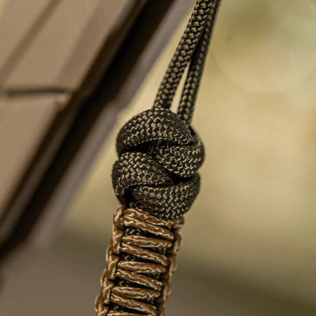 M-Tac Knife Lanyard Ninja i flätad paracord, stilfullt knivtillbehör, 550 type III paracord, cupronickel, 14,5 cm längd