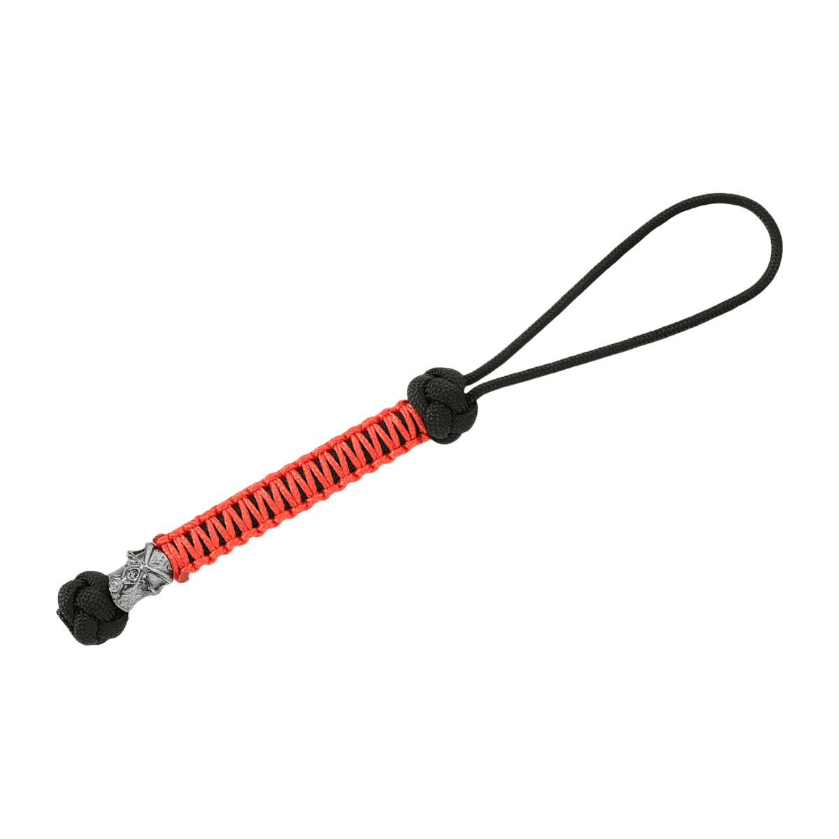 M-Tac Knife Lanyard Ninja lavet af rød og sort 550 type III paracord med cupronickel perle, 14,5 cm lang. Stilfuldt knivtilbehør.