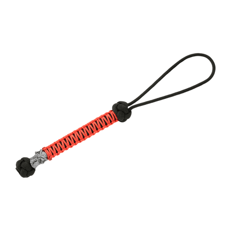 M-Tac Knife Lanyard Ninja i svart och röd paracord med cupronickelpärlor, 14,5 cm lång, praktiskt greppförlängare