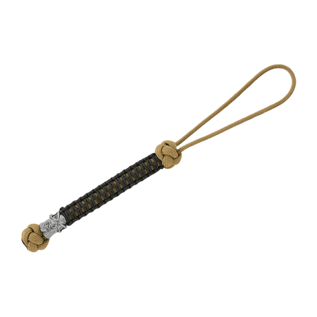 M-Tac Knife Lanyard Ninja i beige och svart paracord med cupronickelpärla, 14,5 cm lång